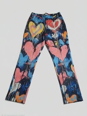 Heart Print Pants - Pink & Blue